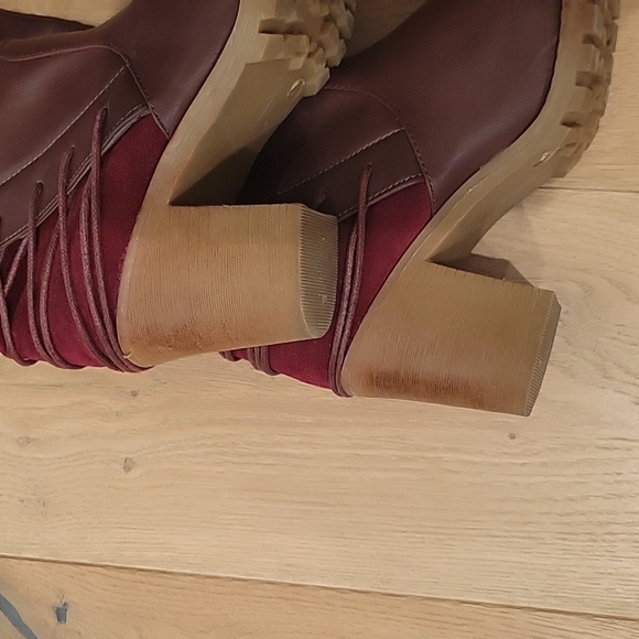 Bucco RIMALINE knee high Boots Lace up back burgundy maroon*Excellent! - Picture 10 of 14